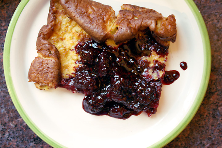 Corn Pancake with Blackberry Sauce