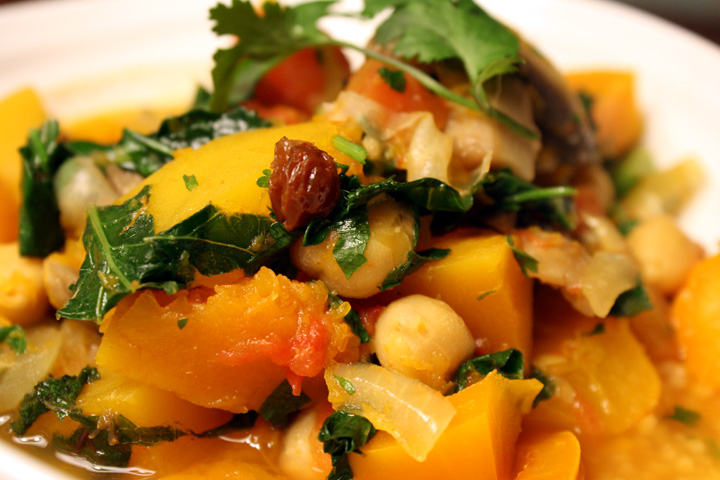 Squash Chickpea Raisin Stew with Couscous