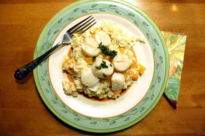 Scallops with Pumpkin Risotto