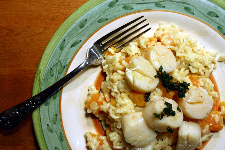 Scallops with Pumpkin Risotto