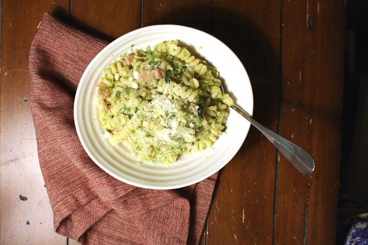 Brussels Sprout Pancetta Pasta