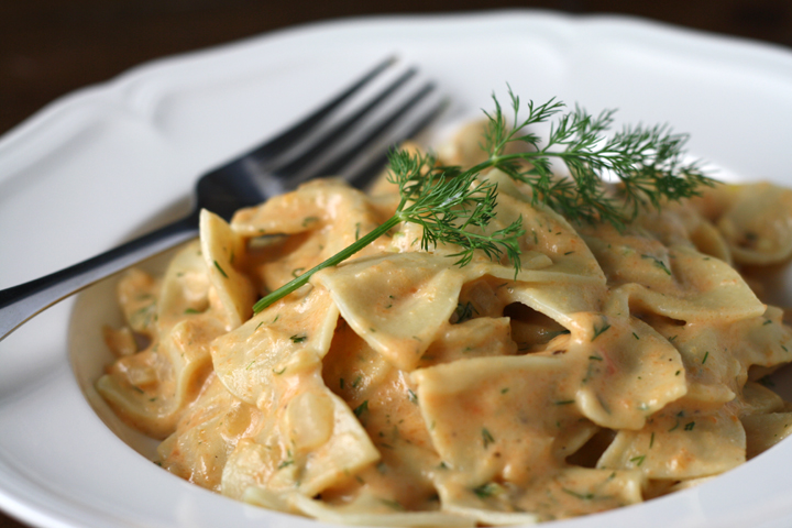 Light Carrot Dill Cream Sauce for Pasta ~ ElephantEats.com