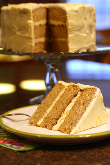 Spice Cake with Orange Cream Cheese Frosting ~ ElephantEats.com