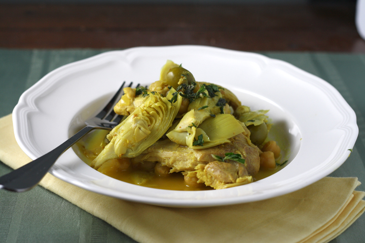 Braised Chicken with Artichokes and Olives ~ ElephantEats.com