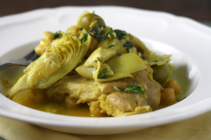 Braised Chicken with Artichokes and Olives ~ ElephantEats.com