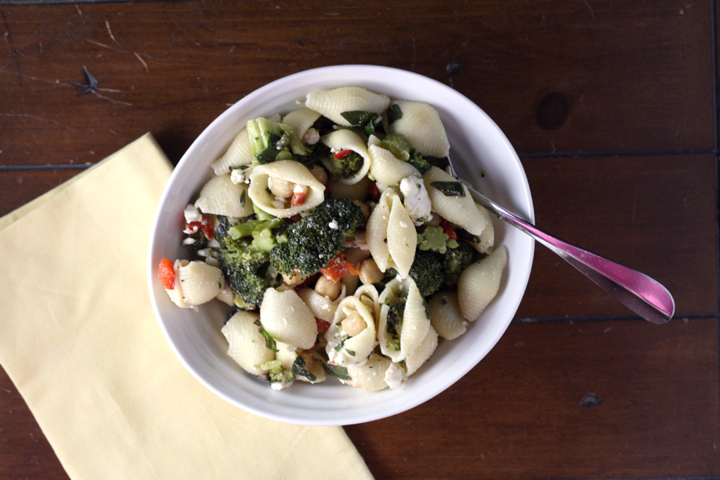 Pasta Salad with Broccoli, Feta, Capers,and Chickpeas 2 ~ ElephantEats.com