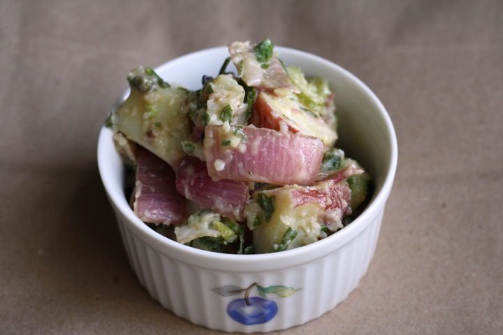 Mayo-Free Potato Salad with Vinegar ~ ElephantEats.com