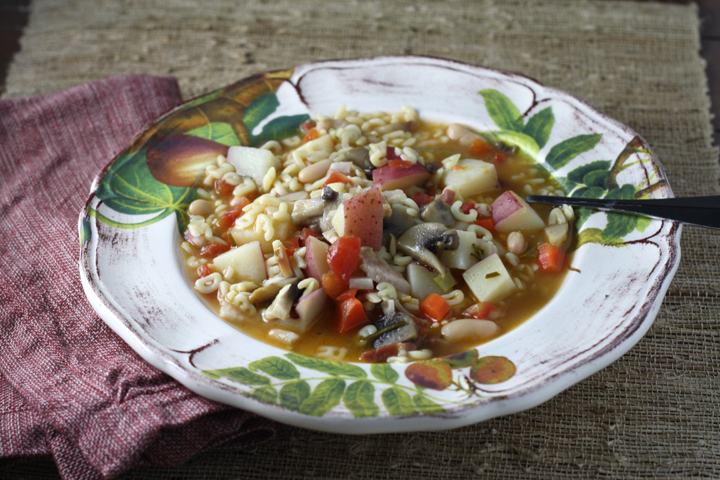 Pasta Soup with Potatoes, Pancetta and Mushrooms ~ ElephantEats.com