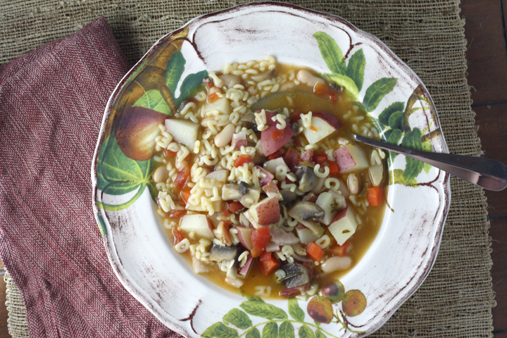 Pasta Soup with Potatoes, Pancetta and Mushrooms ~ ElephantEats.com