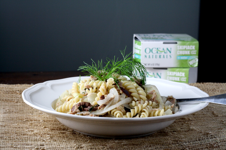 Light Lemony Tuna Pasta with Fennel, Capers, and Olives ~ ElephantEats.com