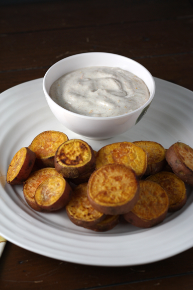 Thanksgivukkah! Spiced Sweet Potato "Gelt" with Orange Honey Sour Cream ~ ElephantEats.com