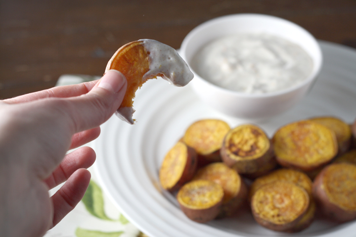 Thanksgivukkah! Spiced Sweet Potato "Gelt" with Orange Honey Sour Cream ~ ElephantEats.com