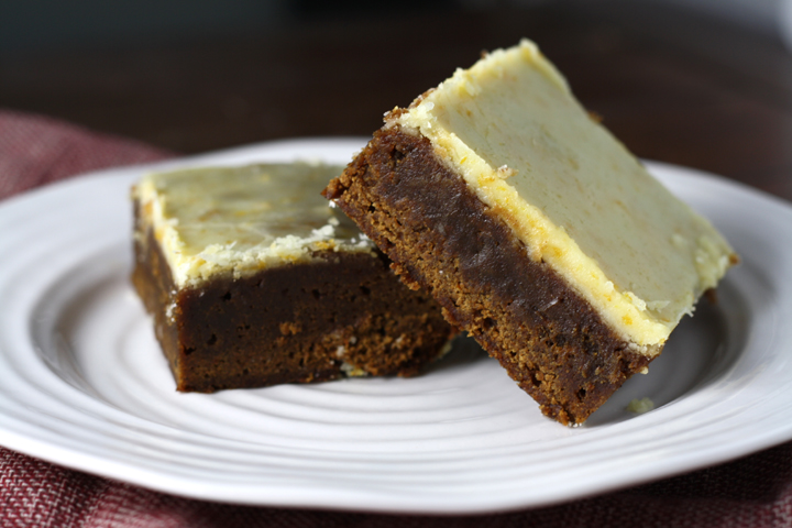 Orange Iced Gingerbread Bars ~ ElephantEats.com