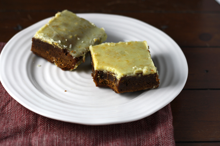 Orange Iced Gingerbread Bars ~ ElephantEats.com