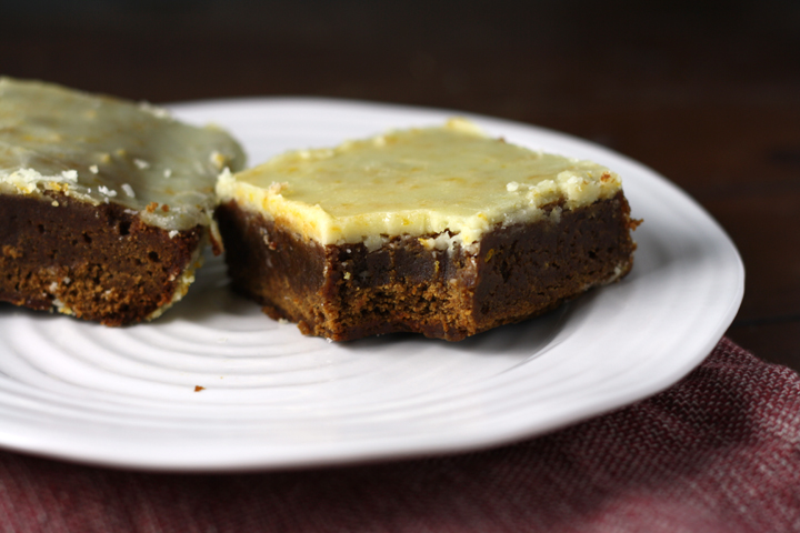 Orange Iced Gingerbread Bars ~ ElephantEats.com